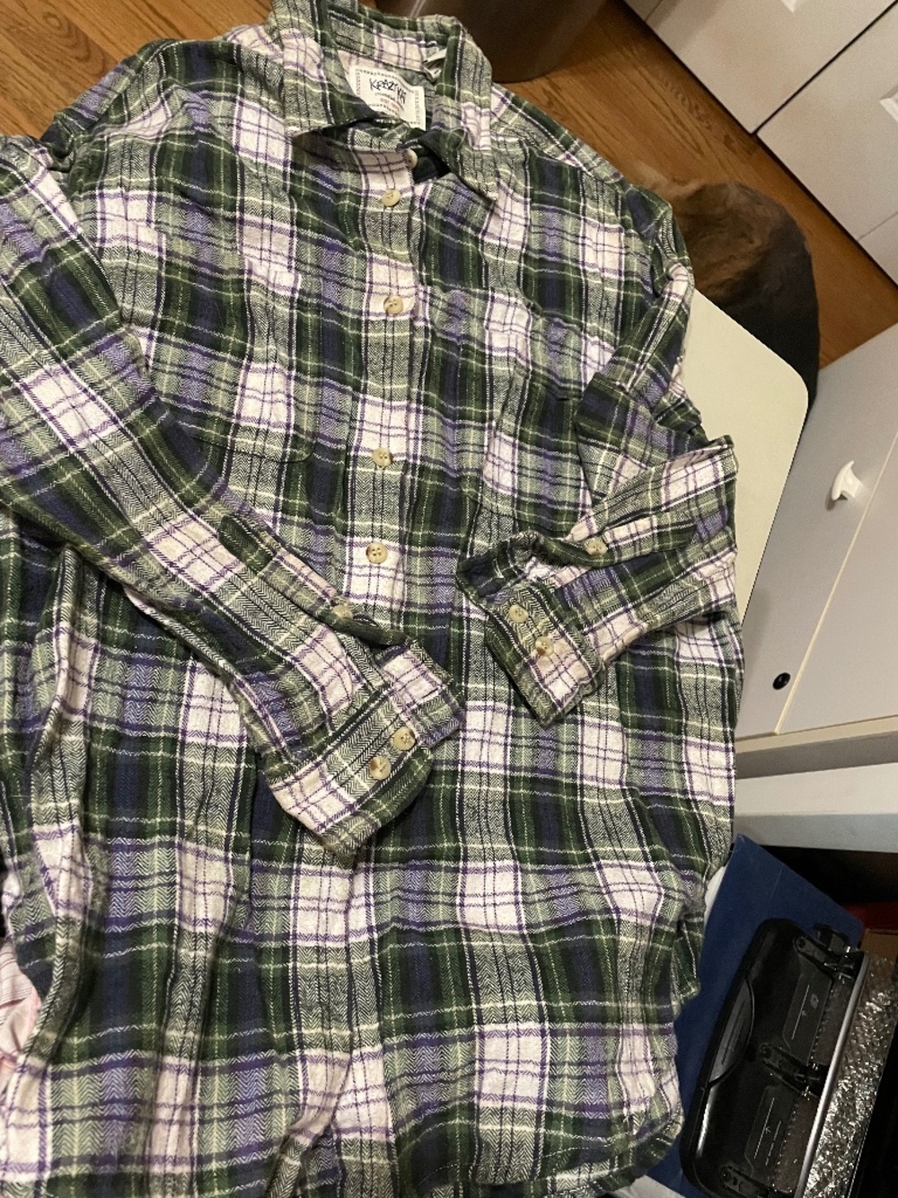 Two Ladies Tops - Flannel button down and turtleneck